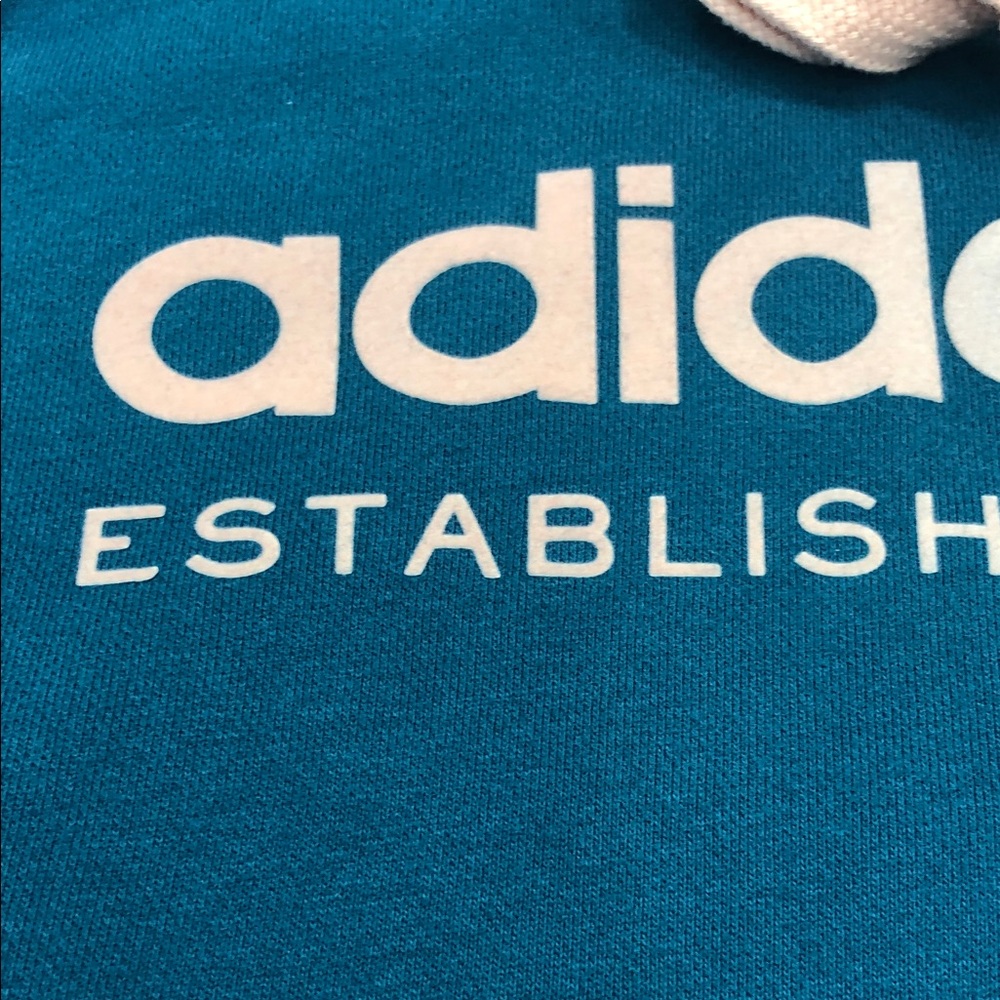 Adidas Women’s Pullover Hoodie - Teal w/ Pink/Lt Blue Logo - Size Small - Picture 14 of 15